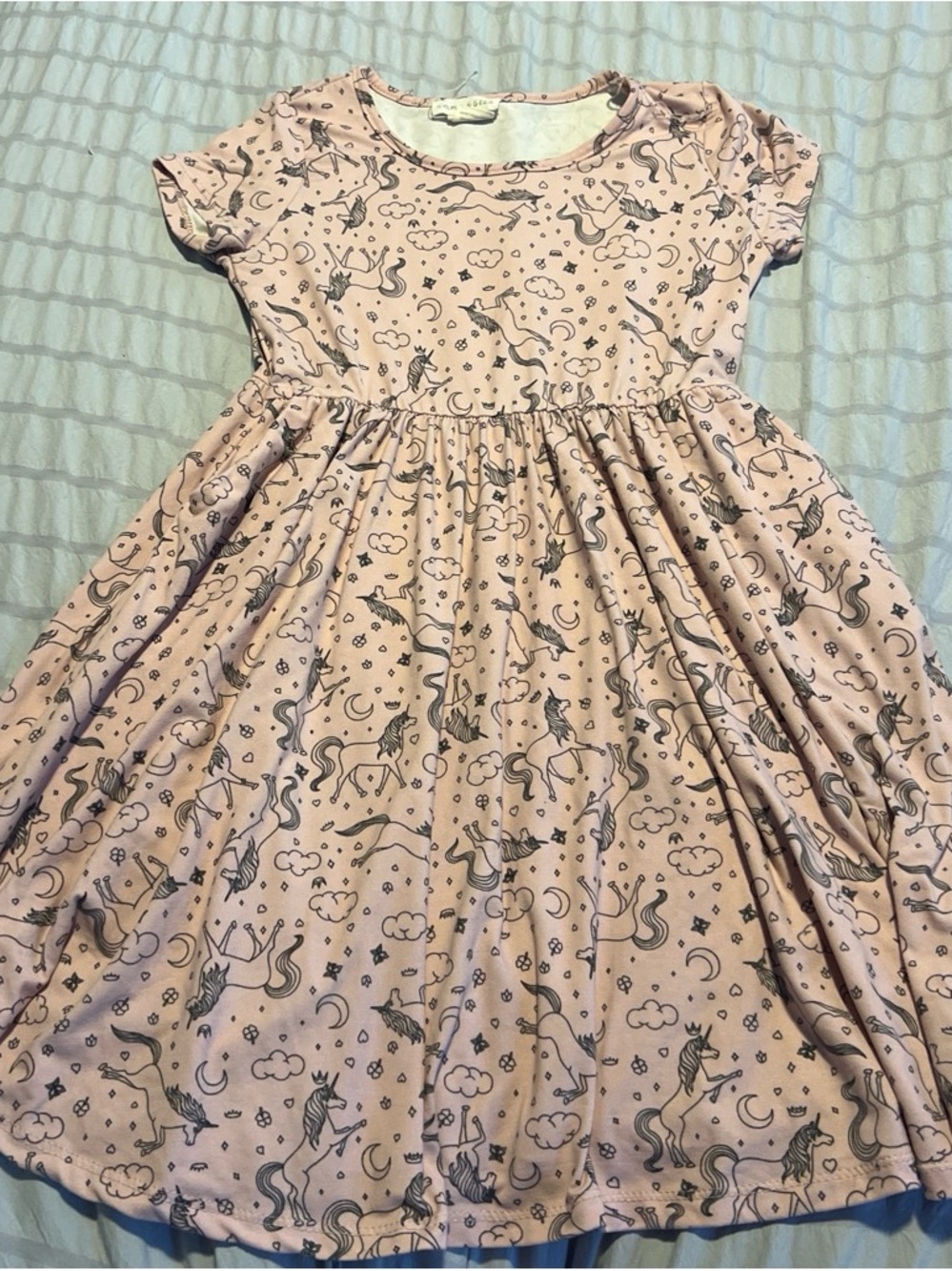 Emma & Elsa Girls Pink Unicorn Print Dress